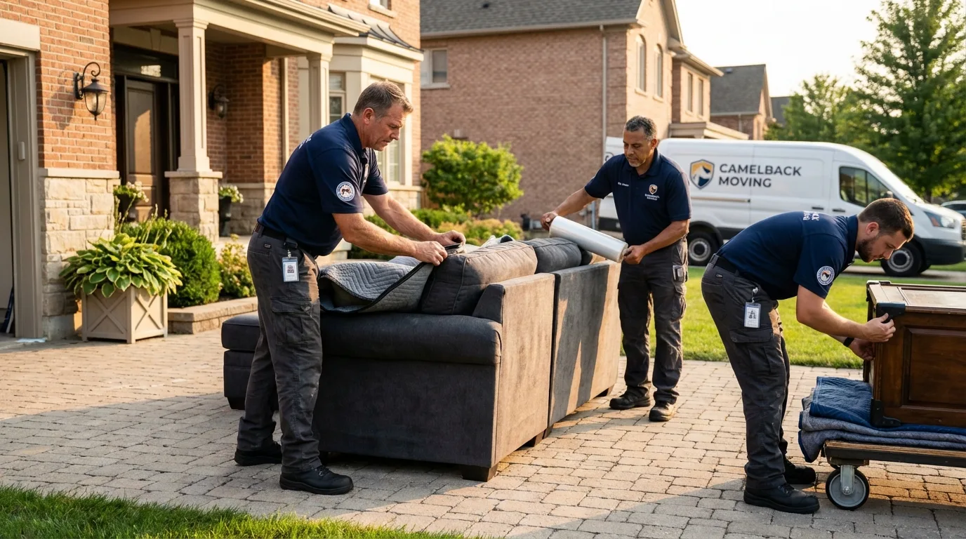 Large estate moving crew wrapping furniture in Unionville, MO